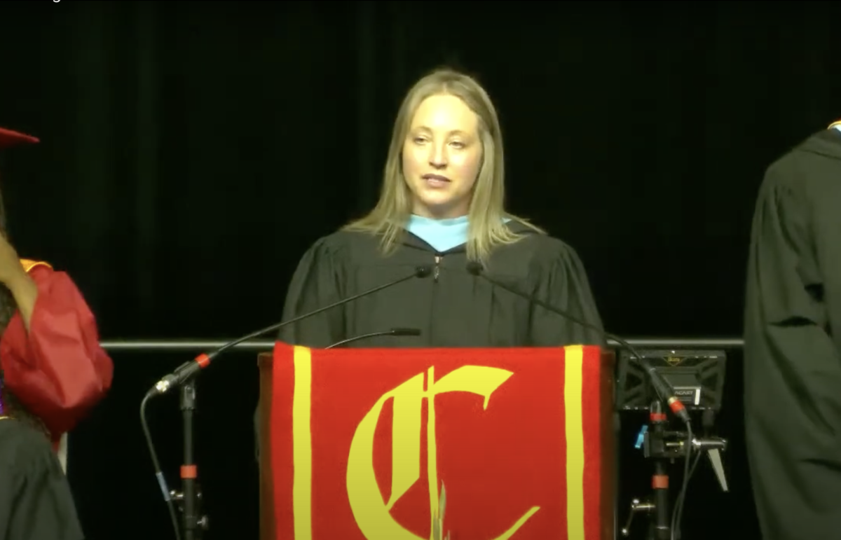 Ms. Addie Arnell speaking at the 2023 Coronado Graduation.